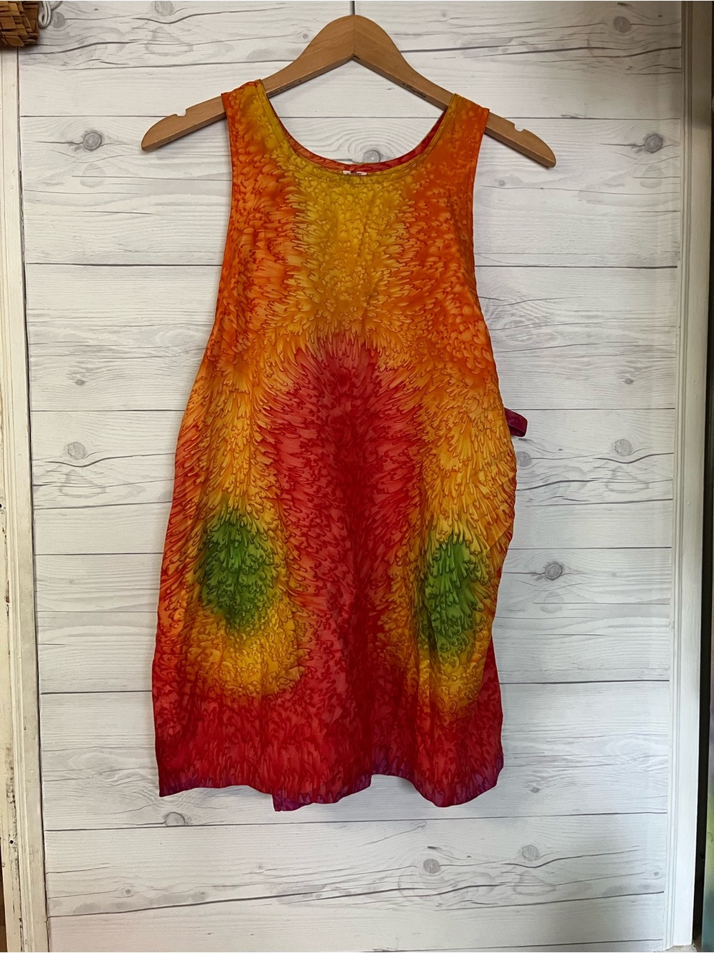 Vtg Rima Tie Dye Tunic Top Open Side Tie